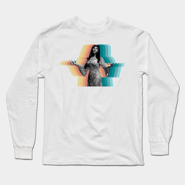 Aretha Franklin Long Sleeve T-Shirt by Oges Rawon